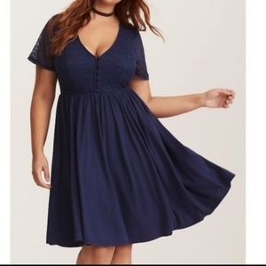 Torrid | Navy lace babydoll dress 2X